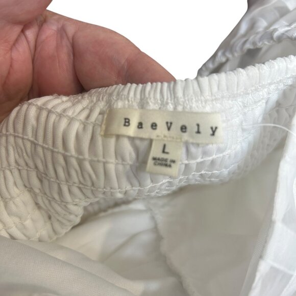 BaeVely White Polyester Chiffon Overlay Babydoll Dress Size L - Picture 6 of 7